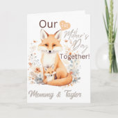 水彩キツネとキット第一母の日 カード (正面)
