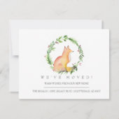 水彩キツネとクリスマスグリーン引っ越しました カード (正面)