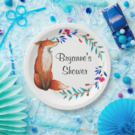 水彩キツネとリースブライダルシャワーパーティープレート ペーパープレート (パーティー)