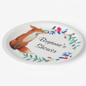 水彩キツネとリースブライダルシャワーパーティープレート ペーパープレート (アングル)