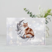 水彩キツネと雪のカスタムクリスマス 箔シーズンカード (立ち正面)