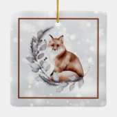 水彩キツネと雪の休日 セラミックオーナメント (裏面)