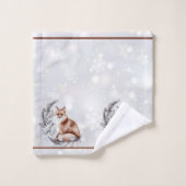 水彩キツネと雪の休日 バスタオルセット (ウォッシュタオル)