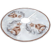 水彩キツネと雪の休日 ブラッシュドポリエステルツリースカート (アングル)