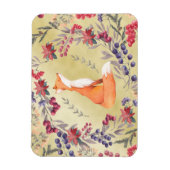 水彩キツネウィンターベリー金ゴールド マグネット (縦)