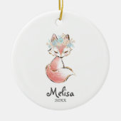 水彩キツネウッドランドオーナメントガール セラミックオーナメント (正面)