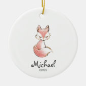 水彩キツネウッドランドオーナメントボーイ セラミックオーナメント (正面)