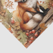 水彩キツネカボチャと秋の葉のデコページ 薄葉紙 (詳細)