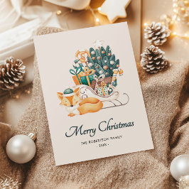 水彩キツネクリスマススリーズ非写真 シーズンカード