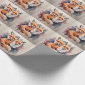 水彩キツネデュオ ラッピングペーパー (角)
