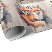 水彩キツネデュオ ラッピングペーパー (ロールコーナー)