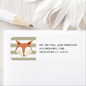 水彩キツネネイビーオレンジストライプ色ラベル ラベル (インサイチュ)