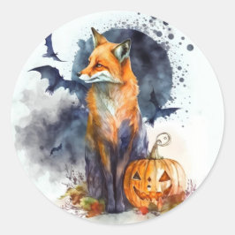 水彩キツネハロウィーン ラウンドシール