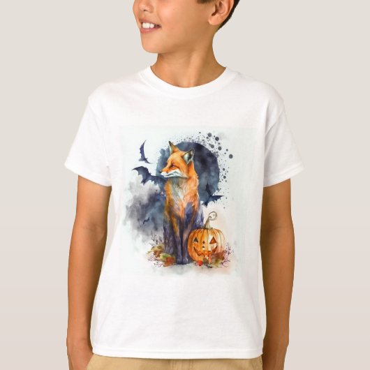 水彩キツネハロウィーン Tシャツ (正面)