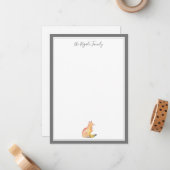 水彩キツネパーソナライズされた文房具 ノートカード (正面/裏面インサイチュ)