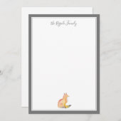 水彩キツネパーソナライズされた文房具 ノートカード (正面/裏面)