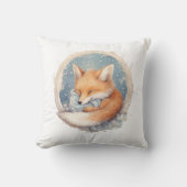 水彩キツネピューターブルー装飾用クッション クッション (正面)