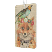 水彩キツネフローラのコレージパーソナライズされた名 カーエアーフレッシュナー (左)