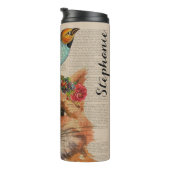 水彩キツネフローラのコレージパーソナライズされた名 タンブラー (回転右)