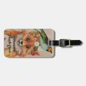 水彩キツネフローラのコレージパーソナライズされた名 ラゲッジタグ (正面横)