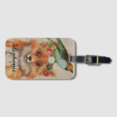 水彩キツネフローラのコレージパーソナライズされた名 ラゲッジタグ (正面横)