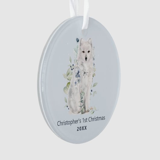 水彩キツネブルーパーソナライズされたオーナメント オーナメント (正面)