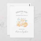 水彩キツネベビーシャワーありがとうはがき ポストカード (正面/裏面)