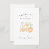 水彩キツネベビーシャワーサンキューカード 出欠カード (正面/裏面)