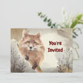 水彩キツネ動物カスタム誕生日招待状 招待状 (スタンド正面)