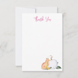 水彩キツネ及びカボチャサンキューカード サンキューカード
