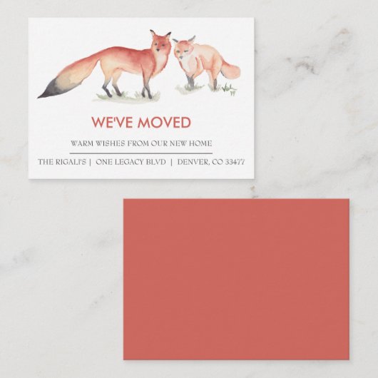 水彩キツネ新宅引っ越しのお知らせ エンクロージャーカード (正面/裏面)