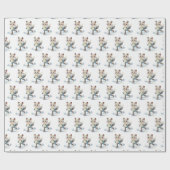 水彩キツネ氷スケートで滑る ラッピングペーパー (フラット)