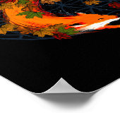 水彩キツネ生霊動物の花 ポスター (角)