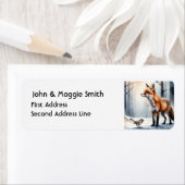 水彩キツネ《鳥》アメリカゴガラ野生動物自然動物 ラベル (インサイチュ)