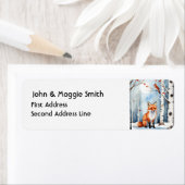 水彩キツネ(鳥)ショウジョウコウカンチョウ野生動物自然動物 ラベル (インサイチュ)