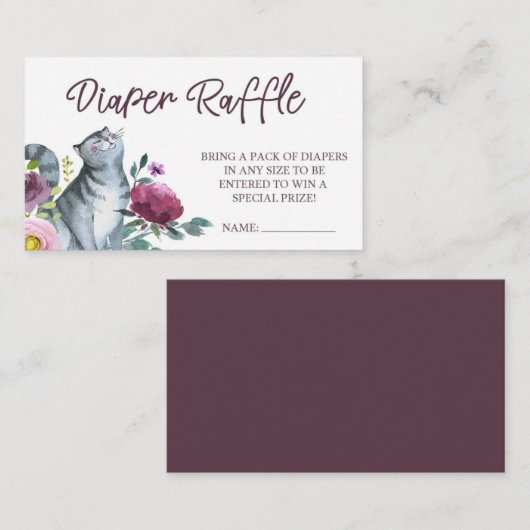 水彩キティ猫おむつラッフル エンクロージャーカード (正面/裏面)