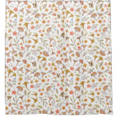 水彩キノコと花 シャワーカーテン (正面)