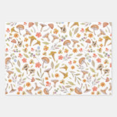 水彩キノコと花 ラッピングペーパーシート (正面3)