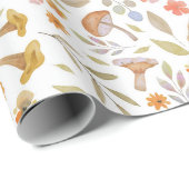 水彩キノコと花 ラッピングペーパー (ロールコーナー)