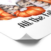 水彩キャットカボチャ秋 感じ ポスター (角)