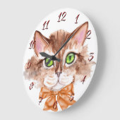 水彩キャットクロック ラージ壁時計 (傾斜)