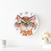 水彩キャットクロック ラージ壁時計 (ホーム)