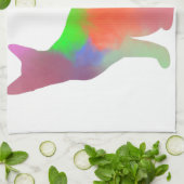 水彩キャットシルエット キッチンタオル (折り畳み)