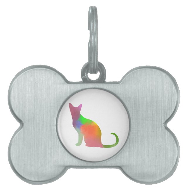 水彩キャットシルエット ペットネームタグ (正面)
