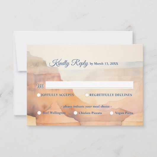 水彩キャニオン砂漠の食事オプション 出欠カード (正面)