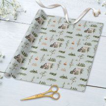 水彩キャビン森林シームレスパターン