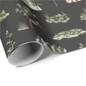 水彩キャビン森林シームレスパターン ラッピングペーパー (ロールコーナー)