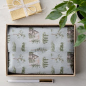 水彩キャビン森林シームレスパターン 薄葉紙 (ギフト)