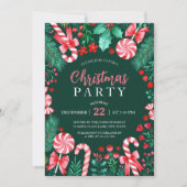 水彩キャンディカネスペパーミントクリスマスパーティー 招待状 (正面)