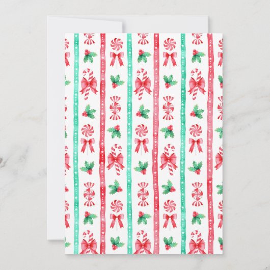 水彩キャンディカネスペパーミントクリスマスパーティー 招待状 (裏面)